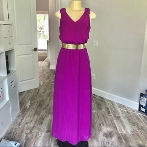 Purple maxi dress v neck